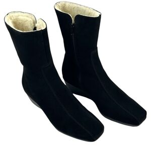Canadienne Edna Faux Shearling Waterproof  Black Boots...Size 11